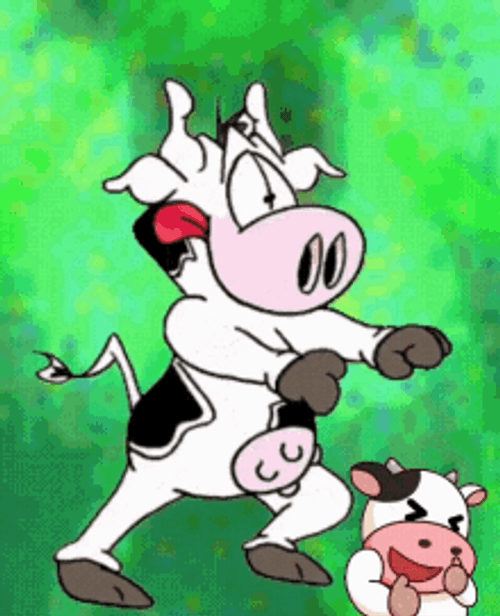 Dancing Cow With Colorful Background GIF