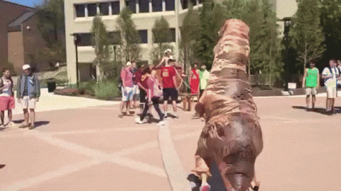 Dancing Dino 2 Trex Mascot Cycling GIF