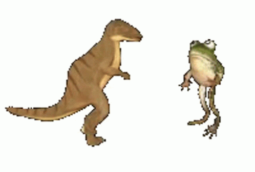 Dancing Dino And Green Frog GIF