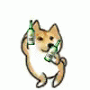 Dancing Doge Holding A Bottle GIF