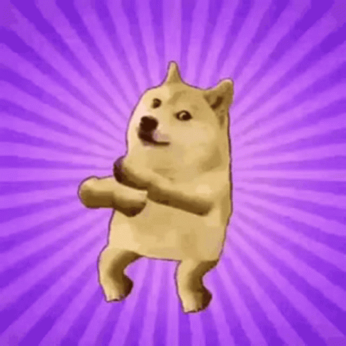 Dancing Doge Purple Backgroud GIF