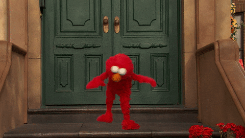 Dancing Elmo In Front Of The Door GIF