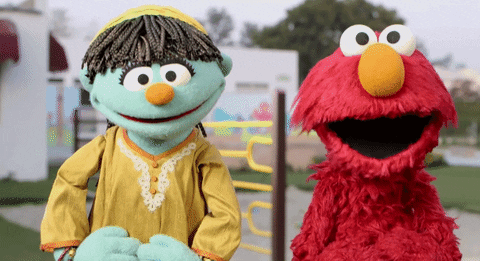 Dancing Elmo Together With Raya In The Street GIF