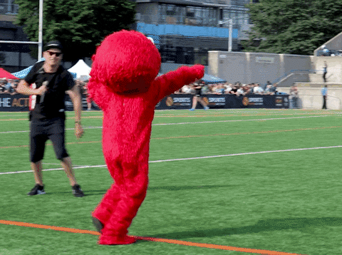 Dancing Elmo Together With Wolf GIF
