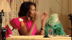 Dancing Elmo With Michelle Obama And Rosita GIF