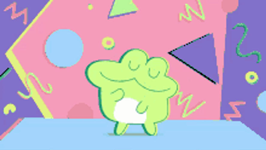 Dancing Frog Cute Vibe Colorful Pastel Stage GIF