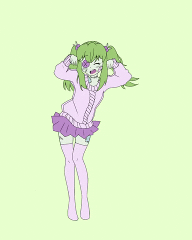 Dancing Girl Animated Girl In A Green Hair GIF