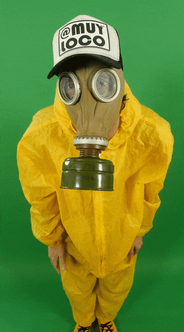 Dancing Guy Wearing Hazmat Suit And Gas Mask GIF