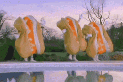 Dancing Hot Dog Pool Party GIF