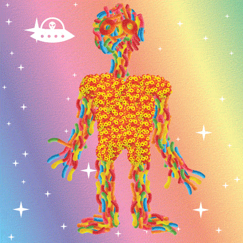 Dancing Human Figure Made Of Gummies GIF