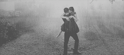 Dancing In The Rain Cute Couple Walking Aroung GIF