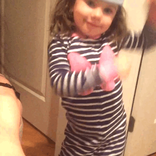 Dancing Kid Cute Striped Jammies GIF
