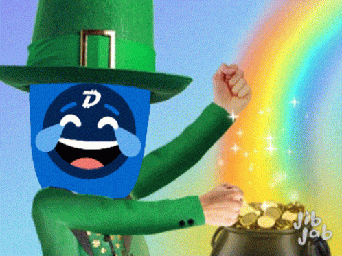 Dancing Leprechaun Laughing Emoji GIF