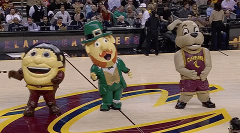 Dancing Leprechaun Cleveland Cavaliers Mascot GIF