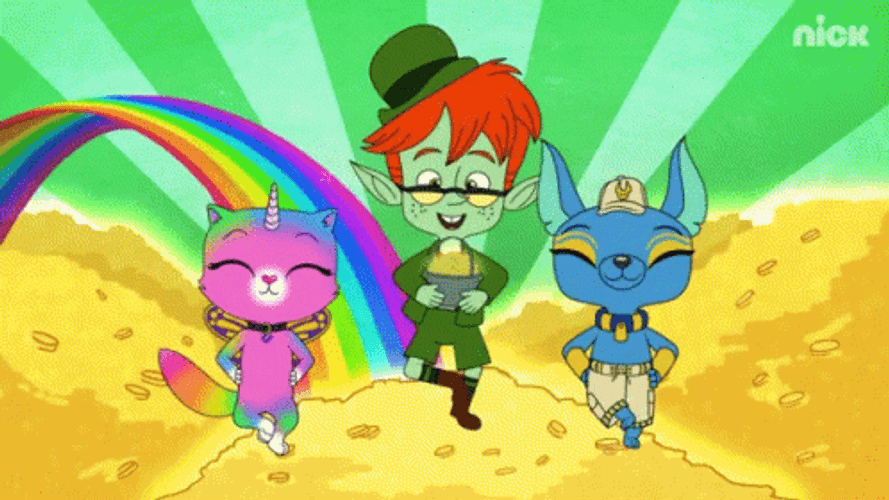 Dancing Leprechaun Rainbow Butterfly Unicorn GIF