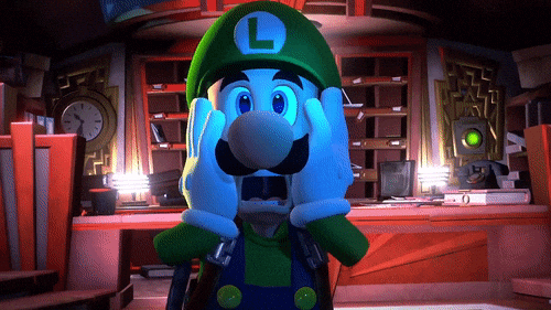Dancing Luigi Got Shock Holds Face GIF