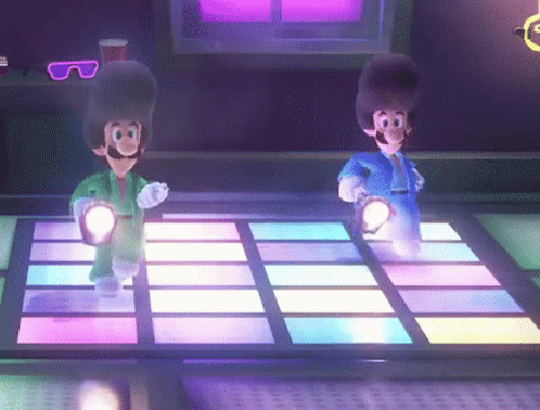 Dancing Luigi On Disco Floor GIF