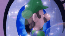 Dancing Luigi Turns Head Back Sparkles GIF