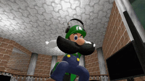 Dancing Luigi Wiggling Squats Big Mustache GIF