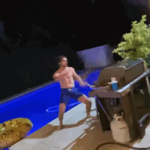 Dancing Man On Pool Cookout GIF
