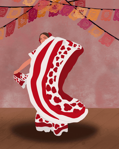 Dancing Mexican Lady In Red Dress GIF