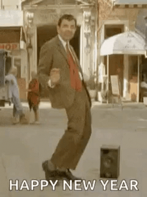 Dancing Mr. Bean New Year GIF