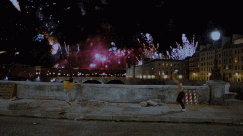 Dancing On The Bridge With Fireworks Bastille Day GIF