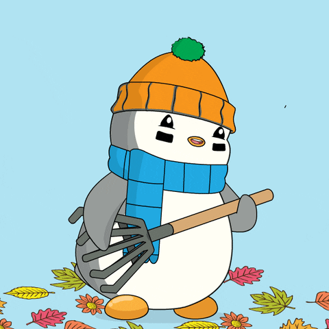 Dancing Penguin Falling Leaves GIF