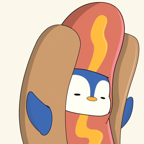 Dancing Penguin Hot Dog Face GIF