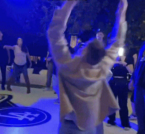 Dancing People by Sign Saying A