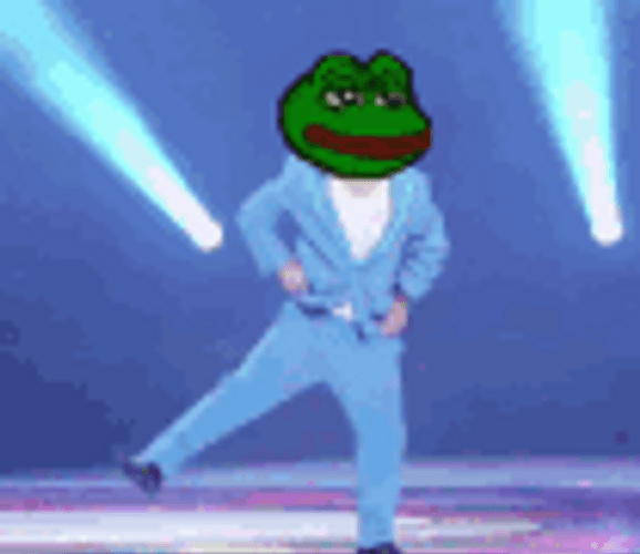 Dancing Pepe Frog Face Dance Stage Lights GIF