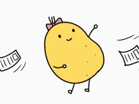 Dancing Potato Avoiding Papers GIF