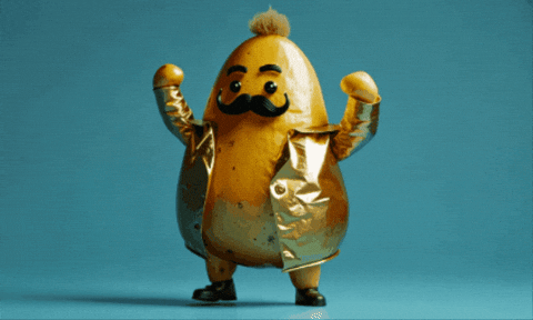Dancing Potato Gold Suit GIF