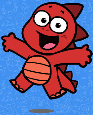 Dancing Red Dino Jumping Happily GIF