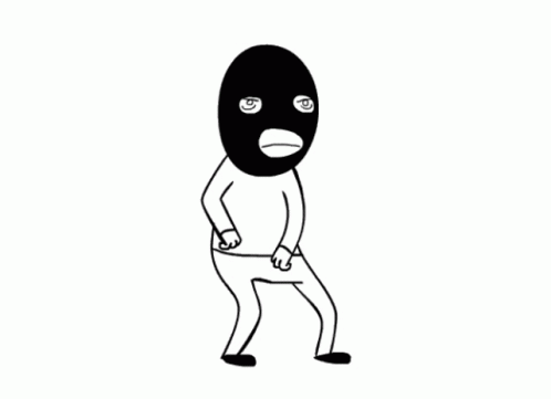 Dancing Robber In Ski Mask Cartoon GIF