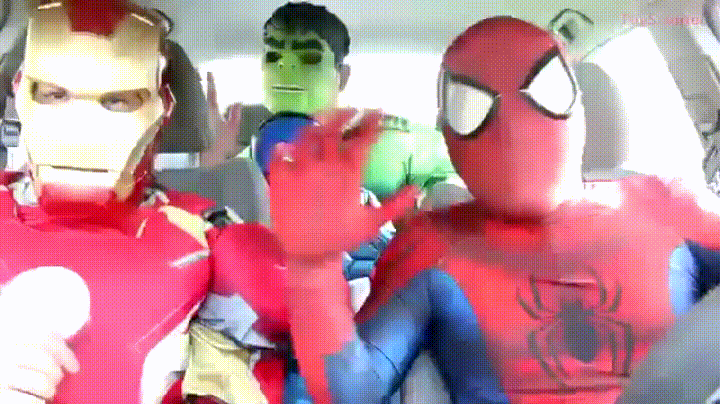 Dancing Spiderman Car Avengers GIF