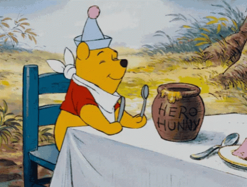 Dancing Winnie The Pooh Waiting For Her Food GIF
