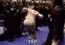 Dancing Woman Says Yep to Crowd