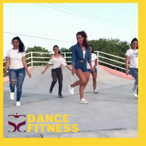 Dancing Women Yellow Background Dance Fitness
