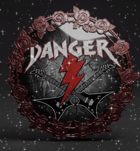 Danger Logo With Lightning Bolt And Guitars GIF