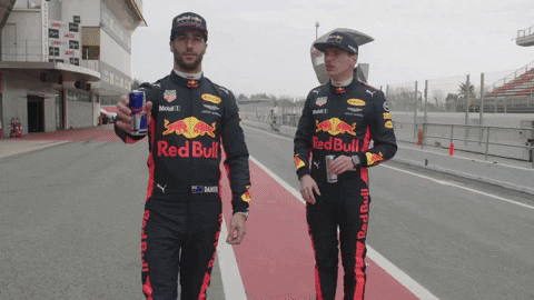 Daniel Ricciardo Showing Red Bull To Camera GIF