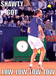 Daniil Medvedev Get Low Holding Tennis Racket GIF