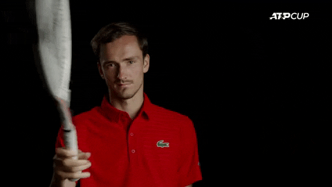 Daniil Medvedev Pointing With A Racket GIF