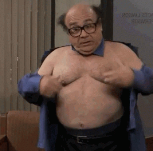 Danny Devito Shimmying Topless GIF