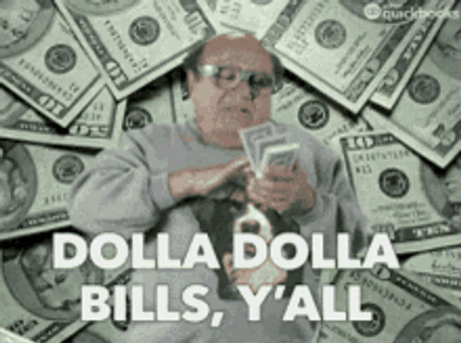 Danny Devito Money Bags Count Throwing Dollar Bills GIF