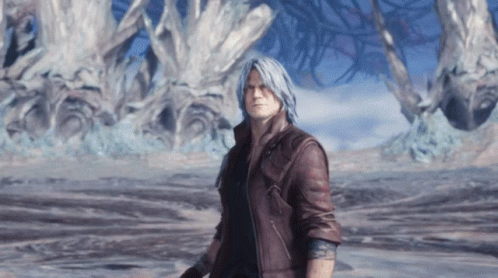 Dante From Devil May Cry Is Standing In A Field GIF