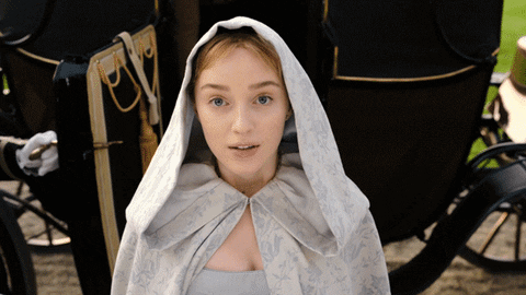Daphne Bridgerton Arrival Taking Off Hood GIF
