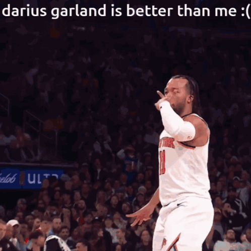 Darius Garland Is Better Than Me Written On A Basketball Player GIF
