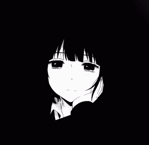Dark Anime Girl Black And White GIF | GIFDB.com