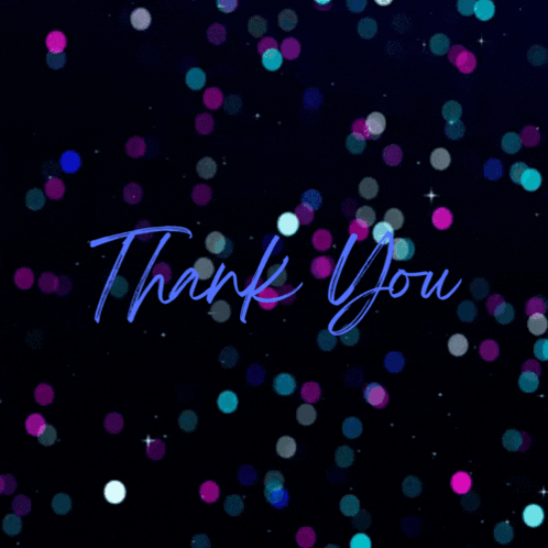 Dark Background with Purple and Blue Dots Saying Thank You